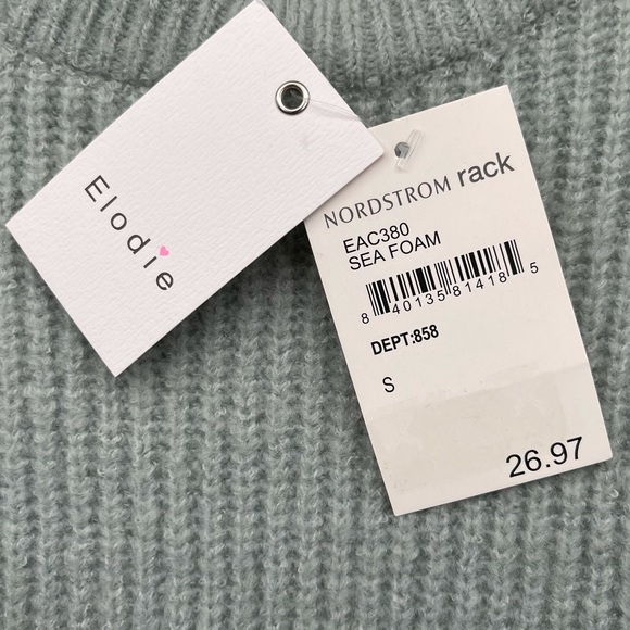 Elodie Pointelle Sleeve Crewneck Sweater Seafoam Green Detailed Sleeve - Picture 5 of 8